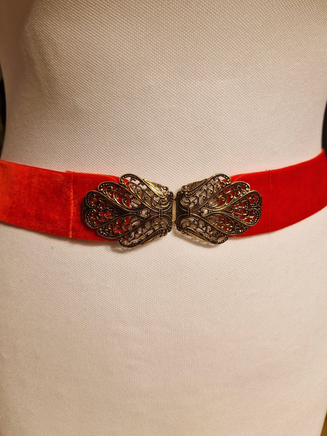 Trachtengürtel Samt Stretch Goldstich rot/gold