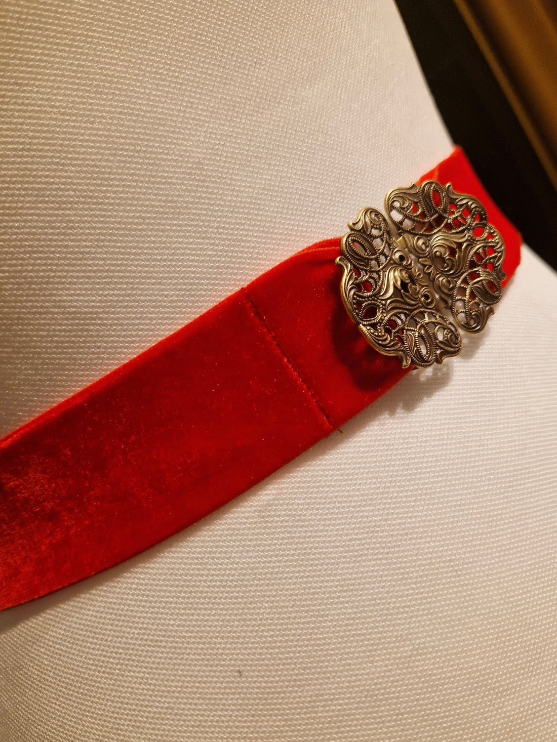 Trachtengürtel Samt Stretch Goldstich rot/gold