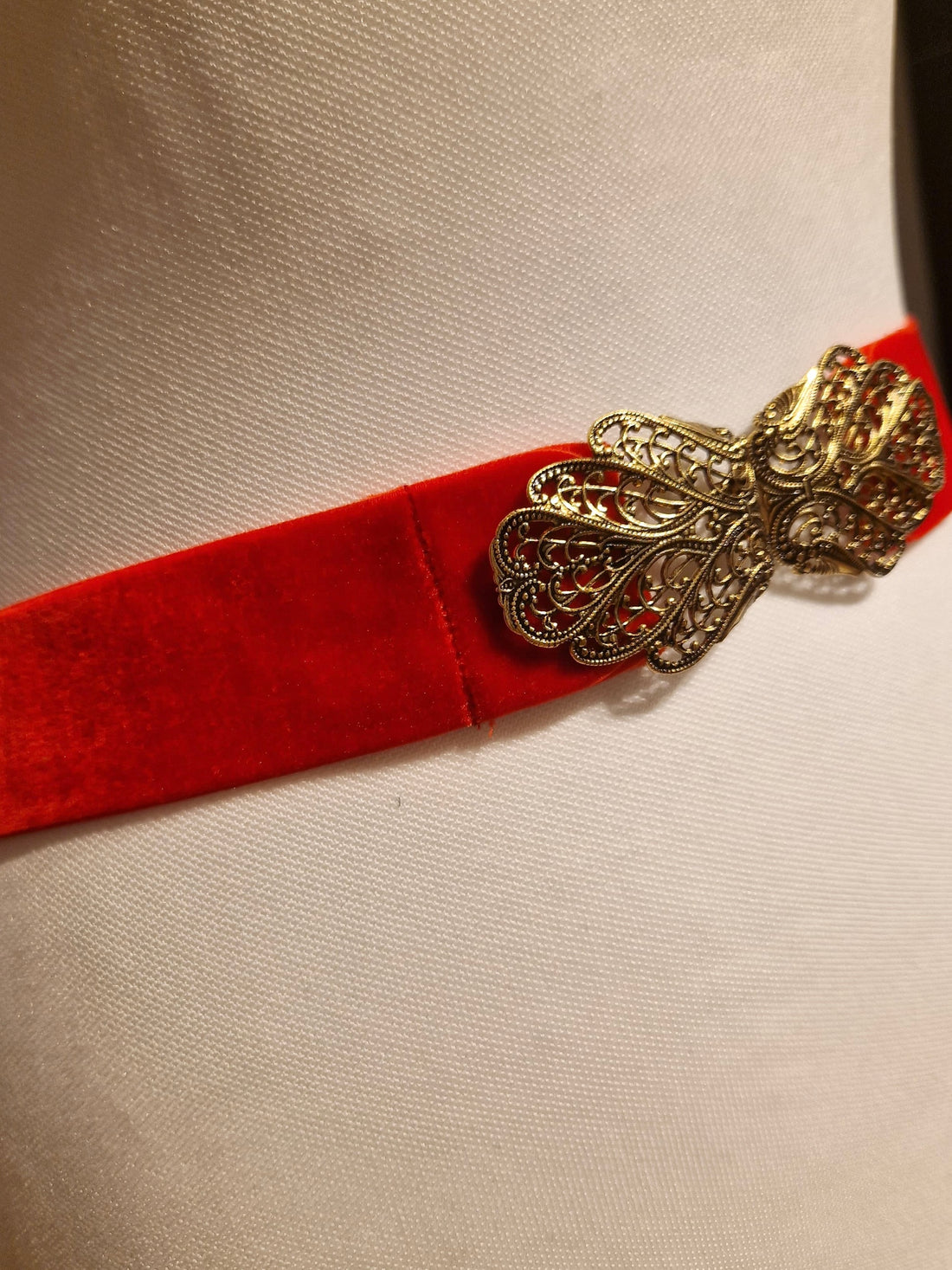 Trachtengürtel Samt Stretch Goldstich rot/gold