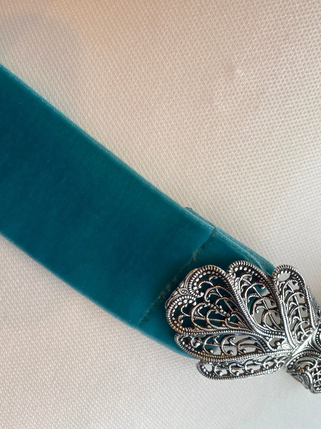 Trachtengürtel Samt Stretch Goldstich türkis/silber