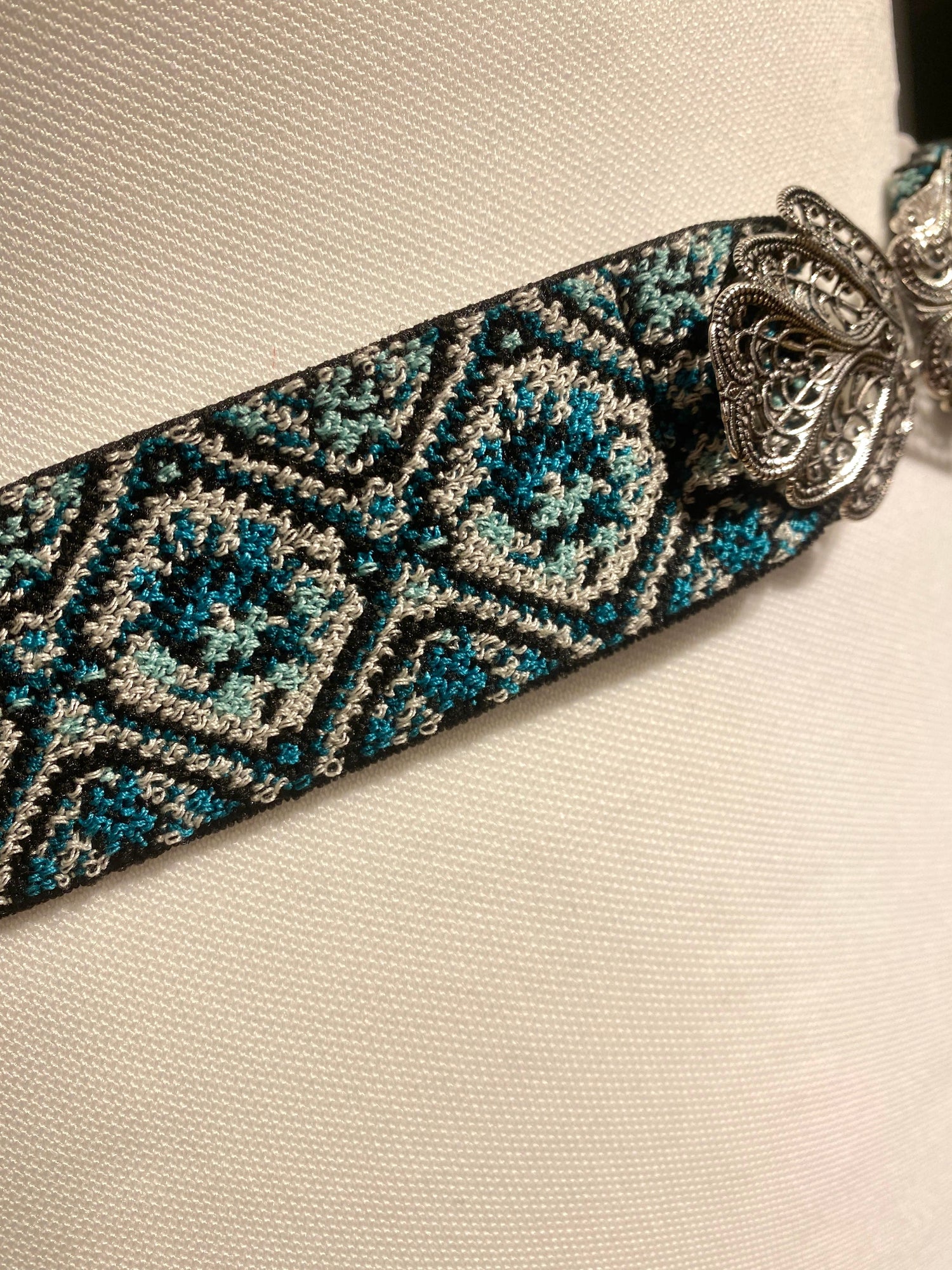 Trachtengürtel Stretch Goldstich türkis/silber