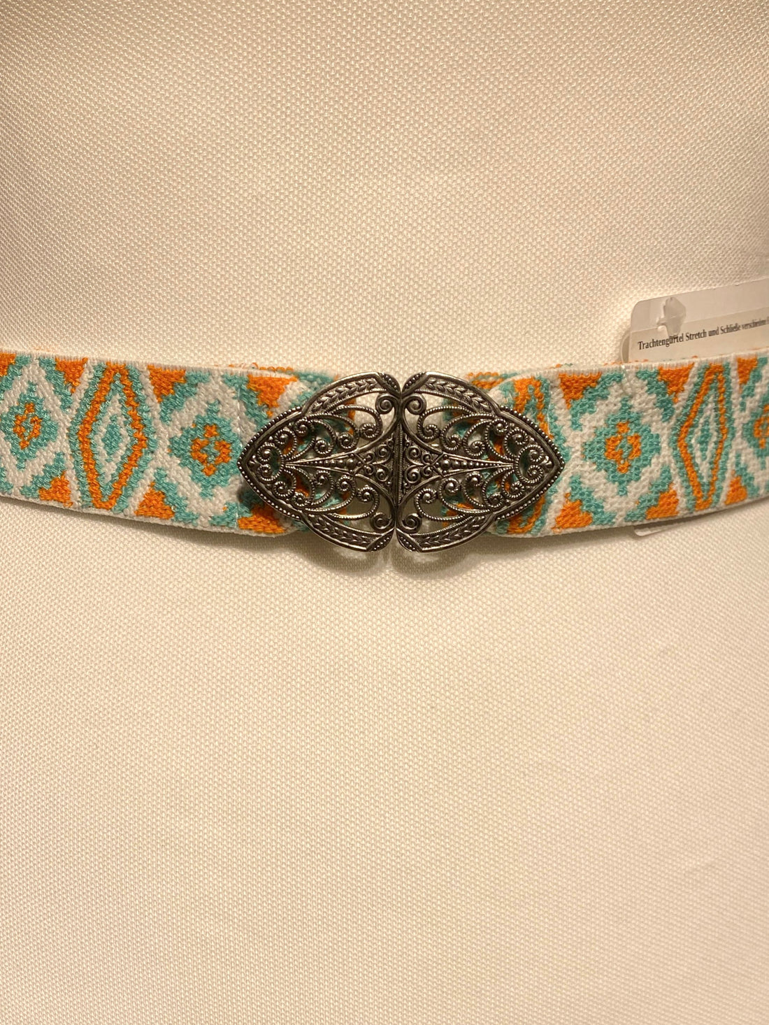 Trachtengürtel Stretch Goldstich türkis/orange/silber