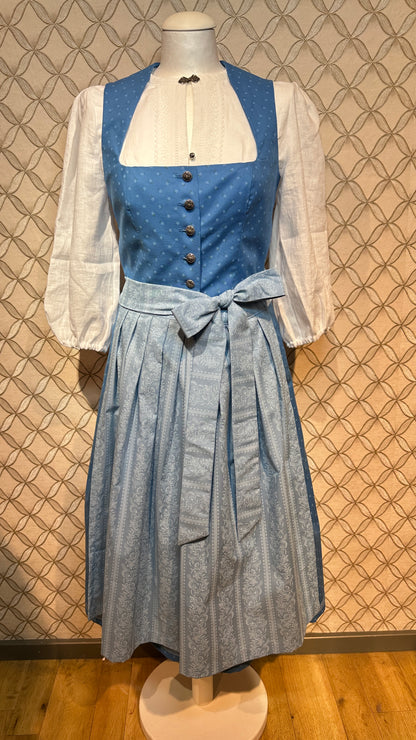 Baumwolldirndl Goldstich blau/hellblau 70cm