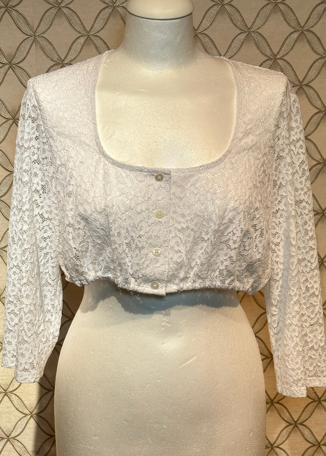 Dirndlbluse Wallmann Spitze 3/4 Arm weiß