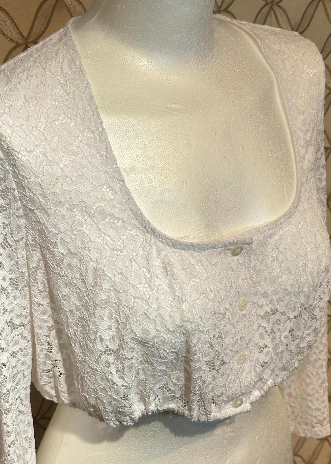 Dirndlbluse Wallmann Spitze 3/4 Arm weiß