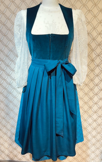 Dirndl Goldstich Samt petrol 65cm