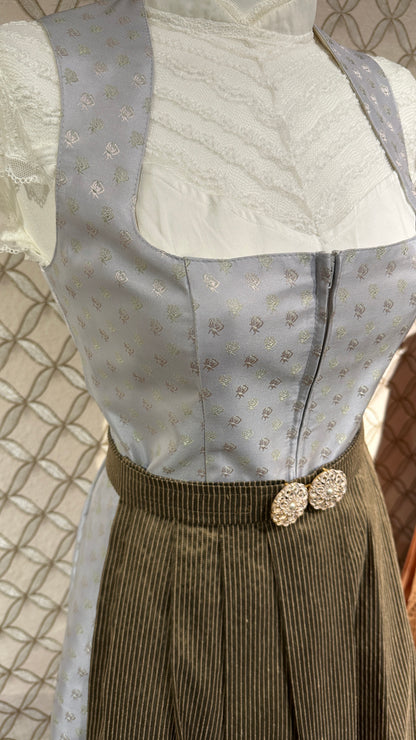 Dirndl Goldstich eisblau mit Schnalle 75cm