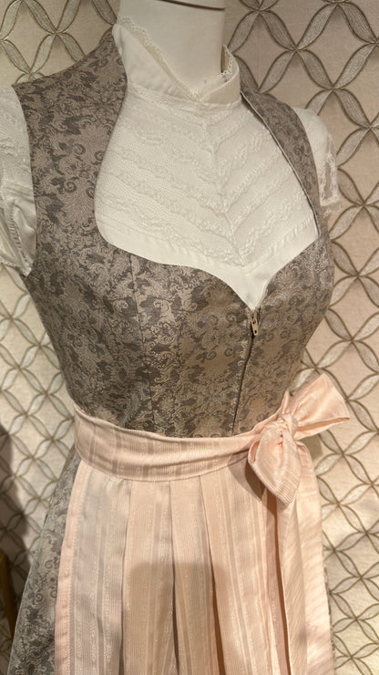 Dirndl Goldstich grau/rose 70cm