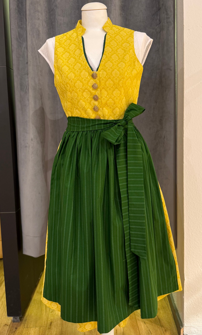 Dirndl Goldstich gelb/dunkelgrün 70cm