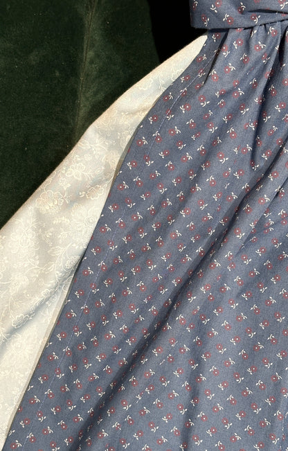 Vintage Baumwolldirndl Goldstich rost/hellblau/blau 65cm