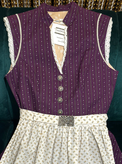 Baumwolldirndl Goldstich lila 65cm