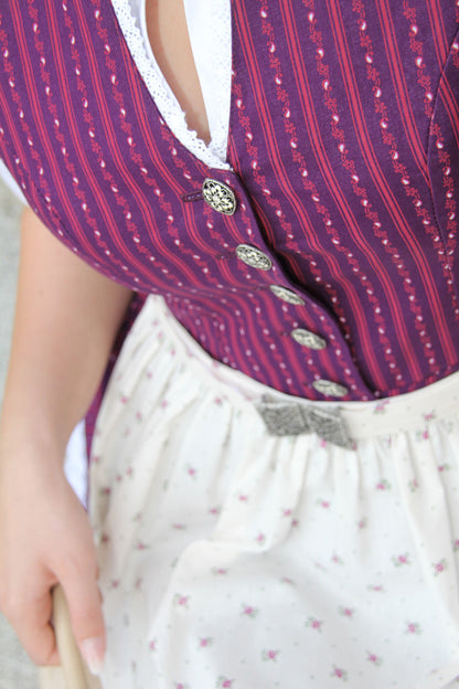 Vintage Dirndl Goldstich lila/creme Schürze mit Schließe 65cm