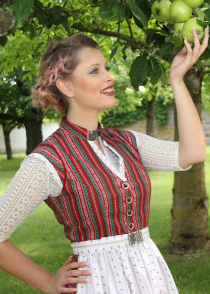 Vintage Dirndl Goldstich rot/grün 69cm