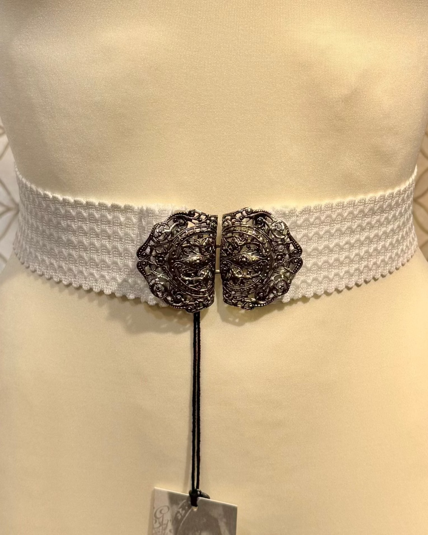 Trachtengürtel Stretch Anno Domini Design weiß/silber