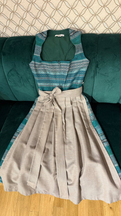 Dirndl Goldstich petrol/grau 73cm