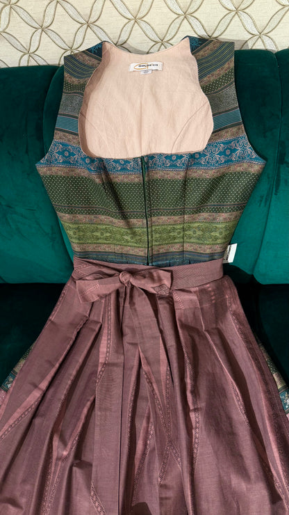 Dirndl Goldstich grün,/lila 73cm