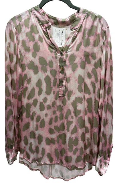 Bluse rosa/grün-leopard