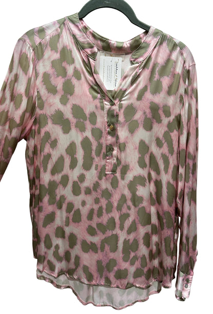 Bluse rosa/grün-leopard