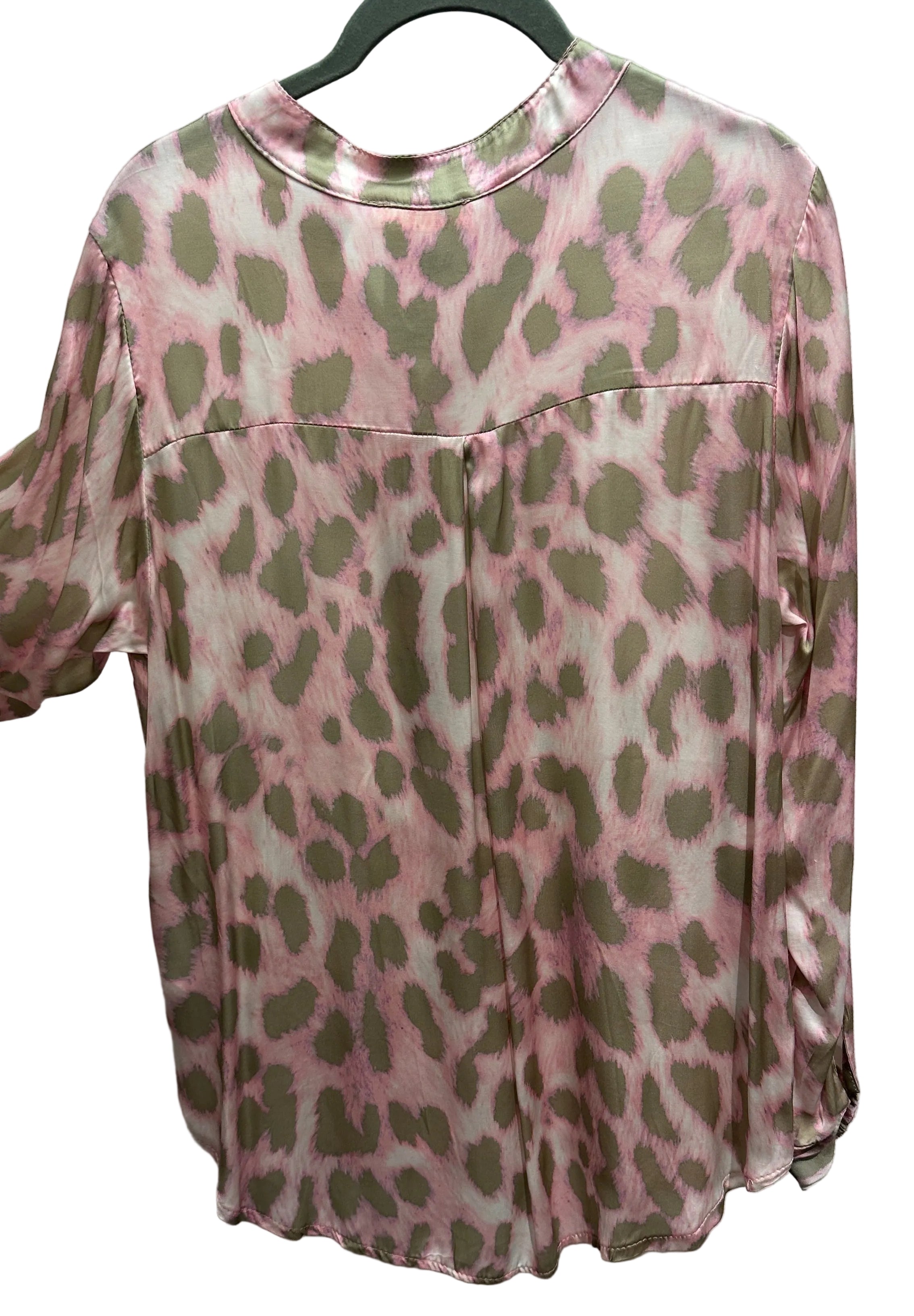 Bluse rosa/grün-leopard