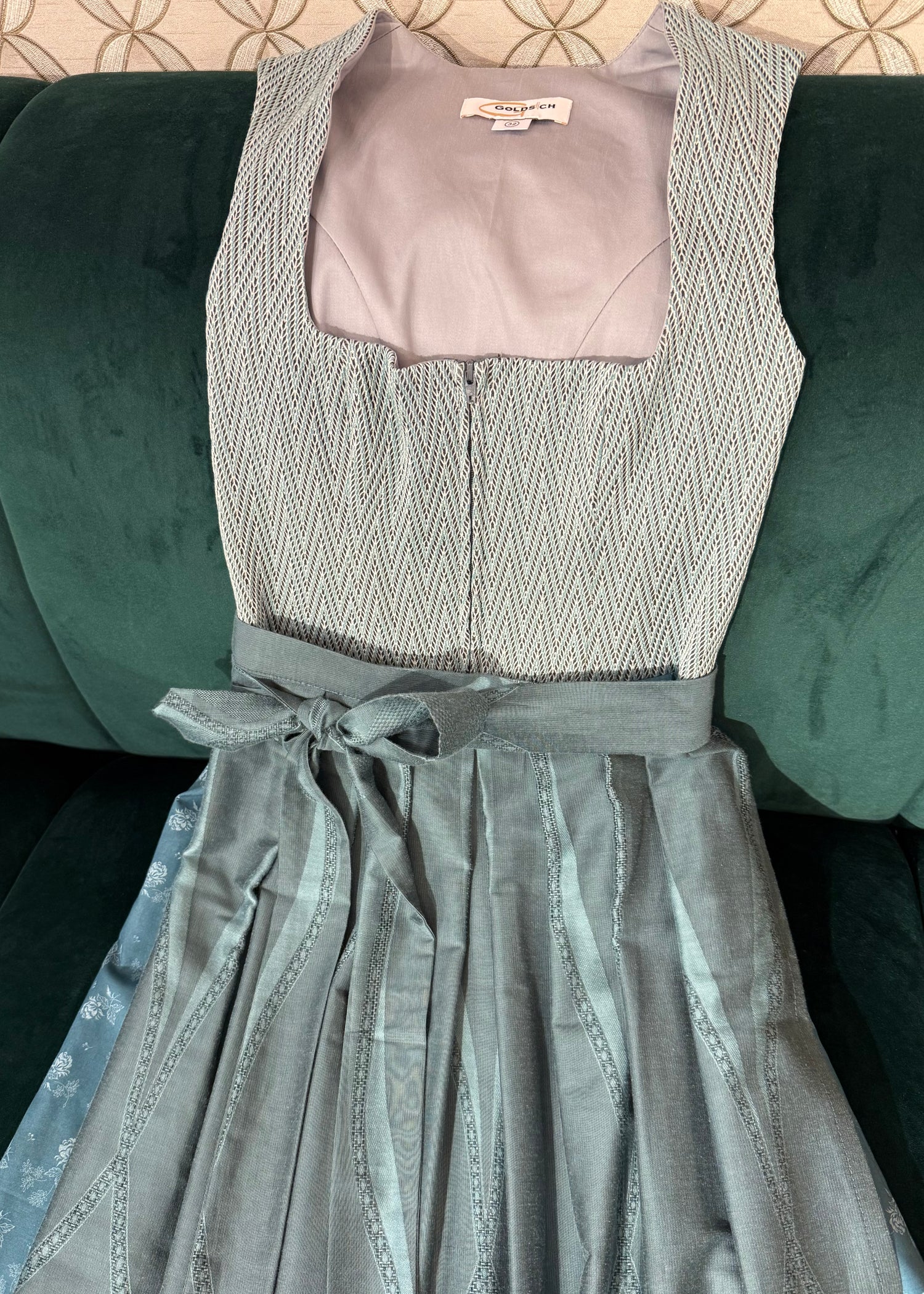 Dirndl Goldstich Stretch petrol/türkis 75cm