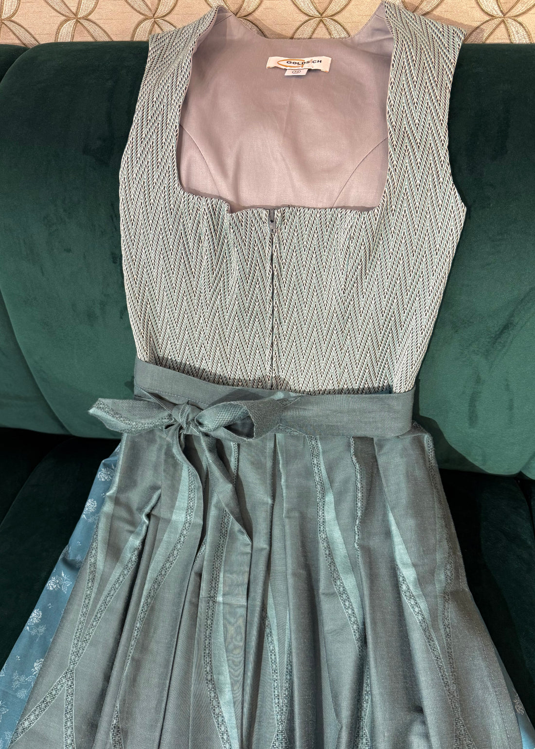 Dirndl Goldstich Stretch petrol/türkis 75cm