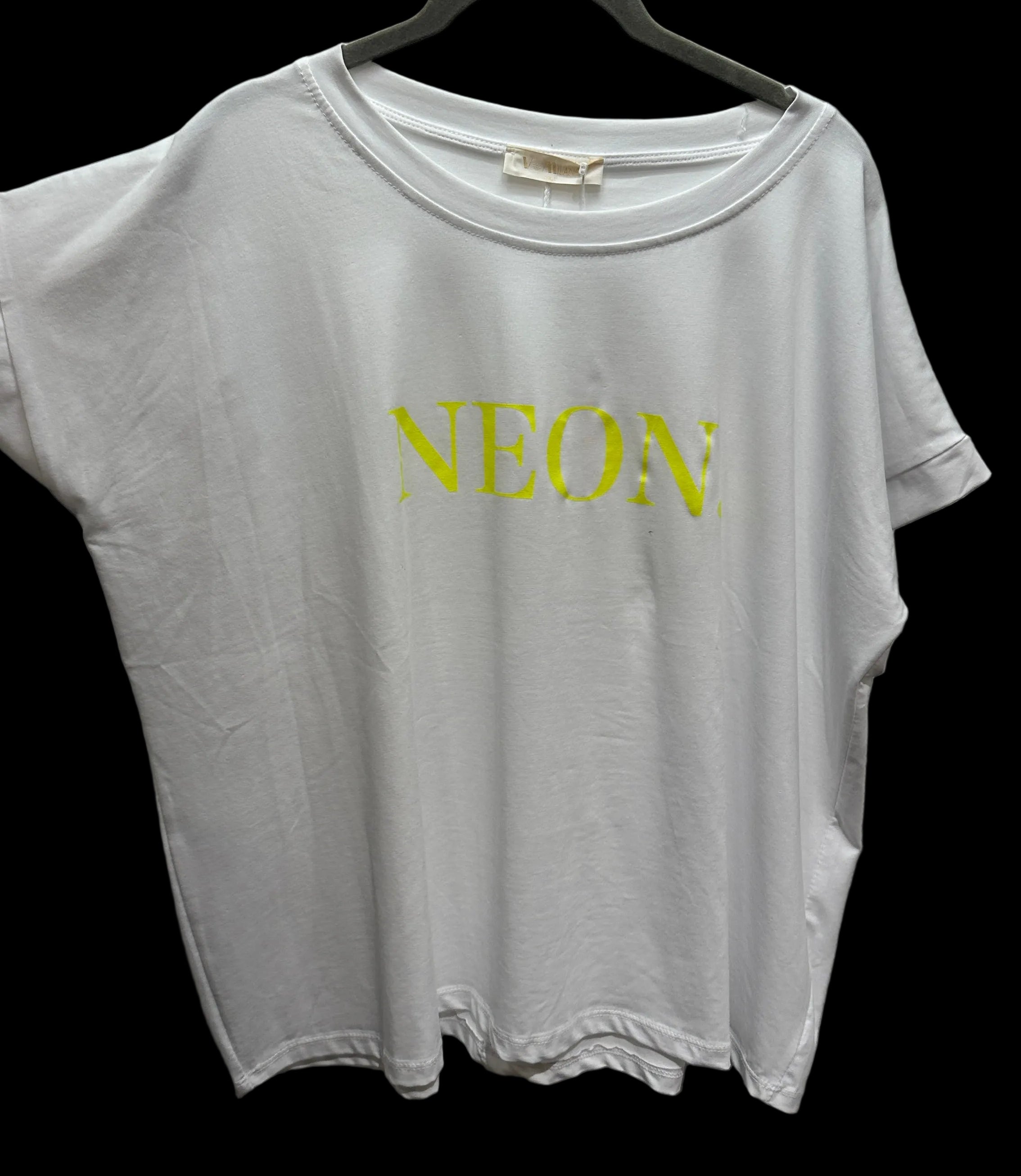 T-Shirt V Milano weiß/neongelb