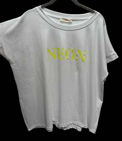 T-Shirt V Milano weiß/neongelb