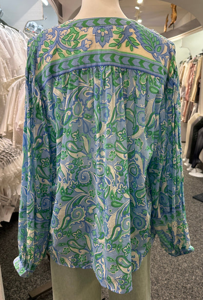 Bluse Miss June blau/grün