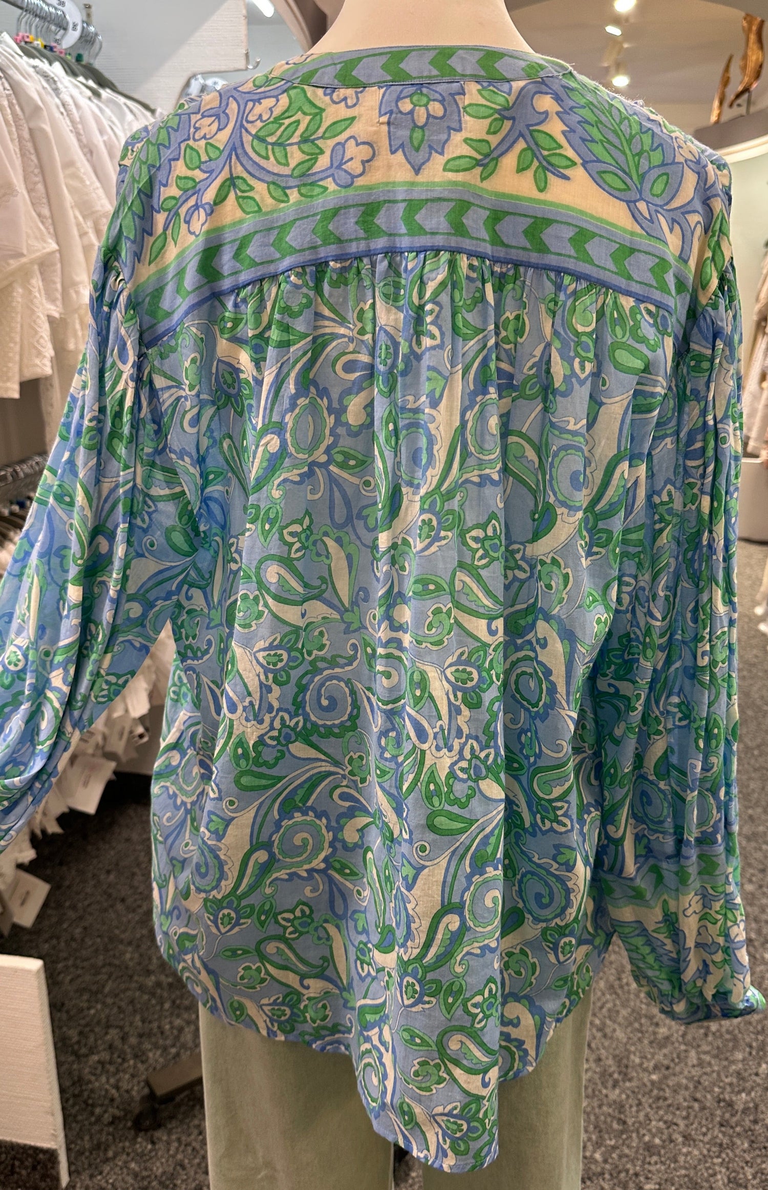 Bluse Miss June blau/grün
