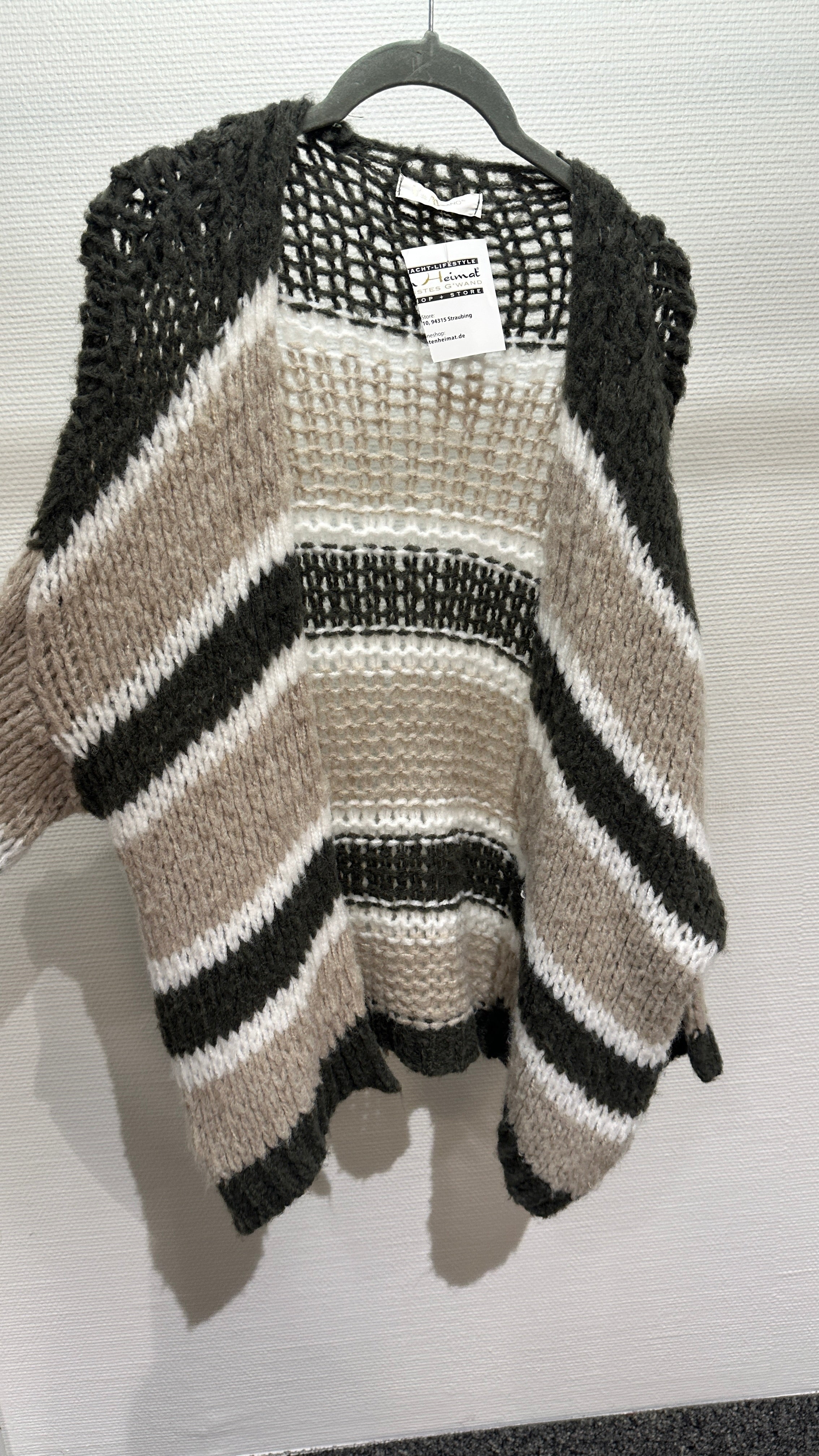 Cardigan Strick V Milano beige/olive/weiß
