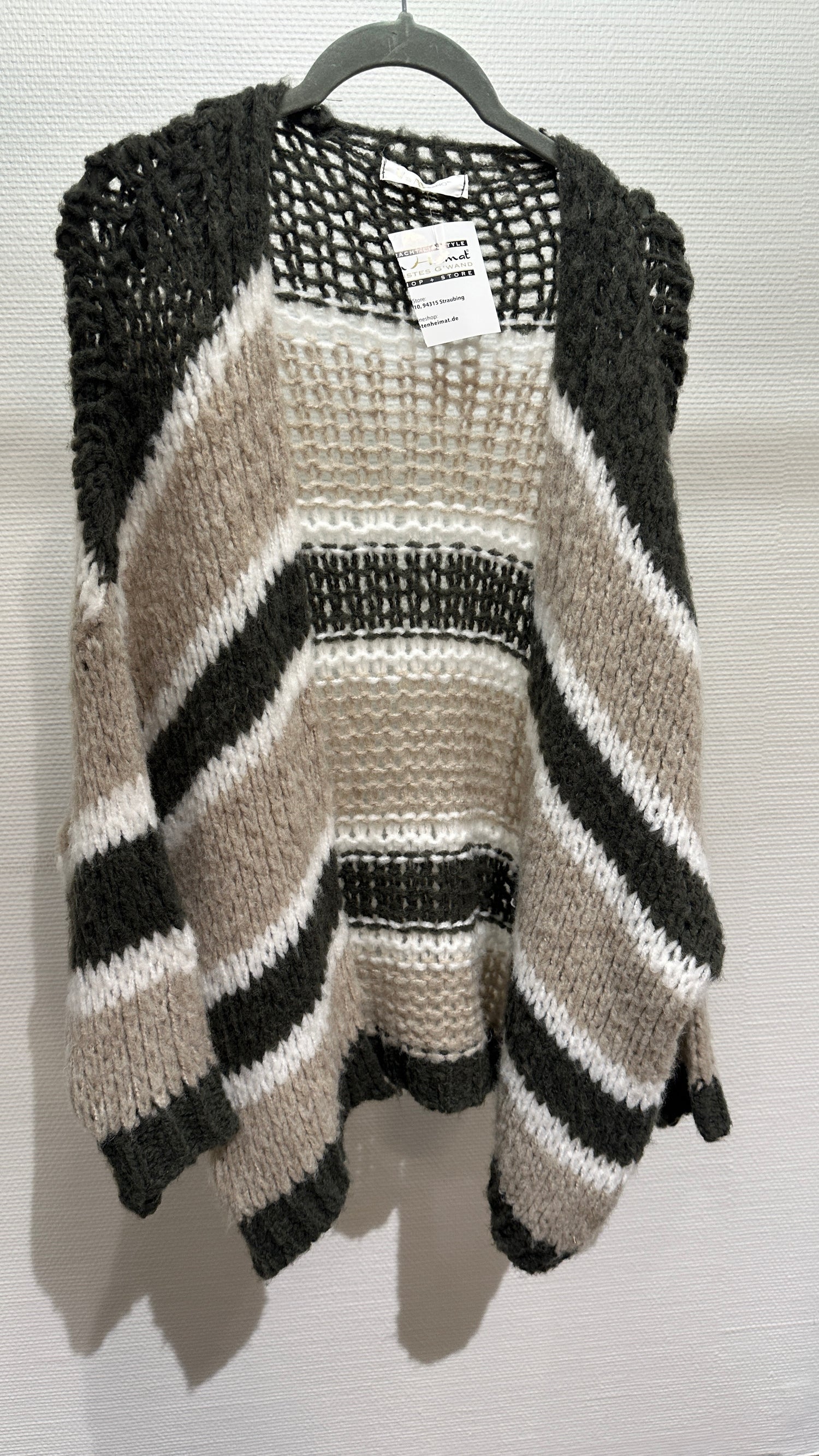 Cardigan Strick V Milano beige/olive/weiß