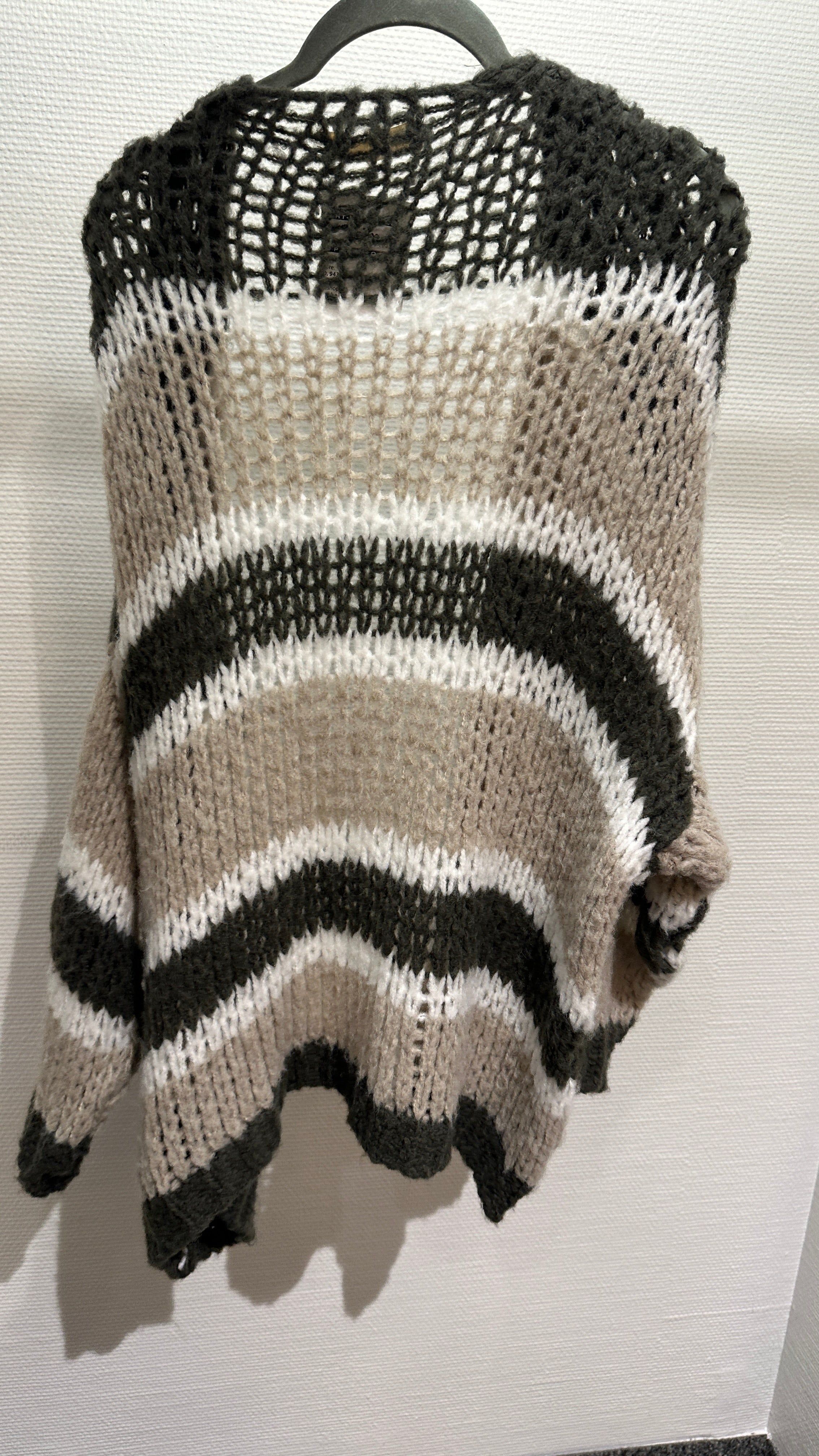 Cardigan Strick V Milano beige/olive/weiß