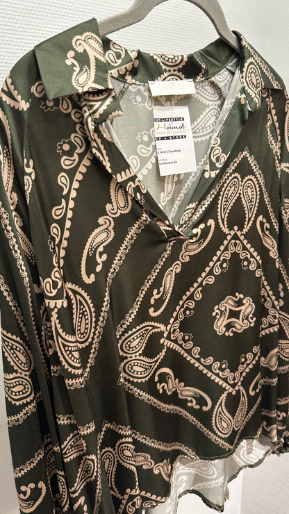 Bluse V Milano dunkelgrün/beige