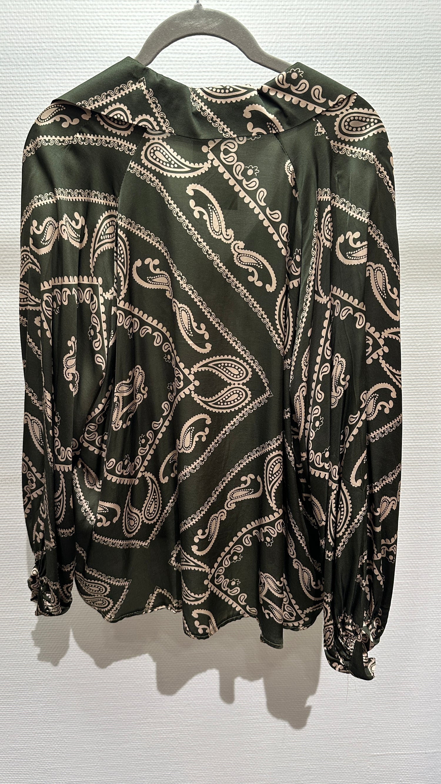 Bluse V Milano dunkelgrün/beige