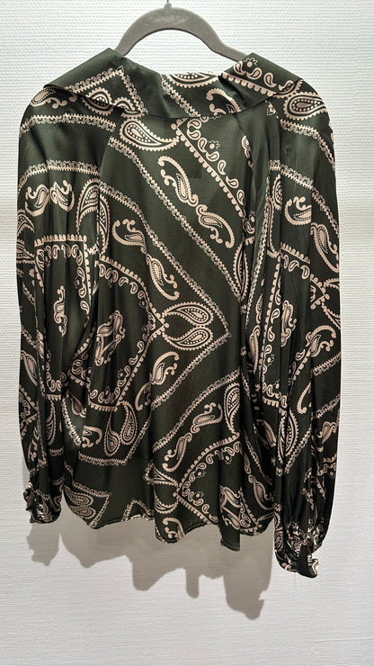 Bluse V Milano dunkelgrün/beige