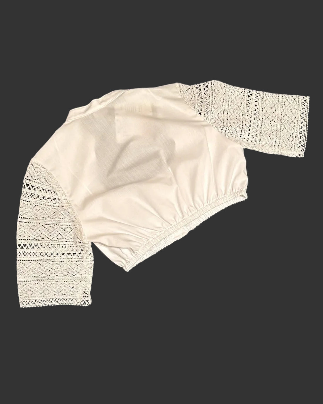 Dirndlbluse Hess mit Spitzenärmel weiß