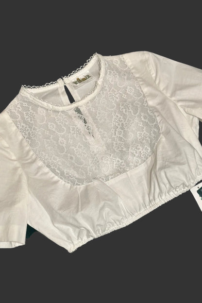 Dirndlbluse Rosalie Wenger hochgeschlossen mit Spitze weiß