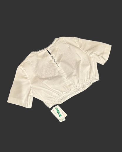 Dirndlbluse Rosalie Wenger hochgeschlossen mit Spitze weiß