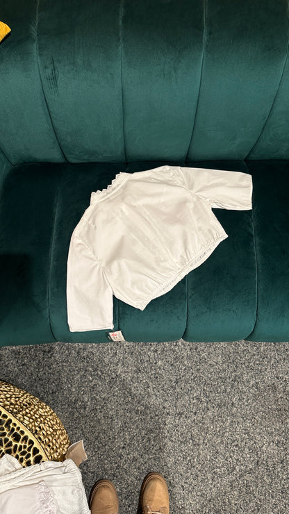 Dirndlbluse Ilse Wenger hochgeschlossen mit Stehkragen weiß