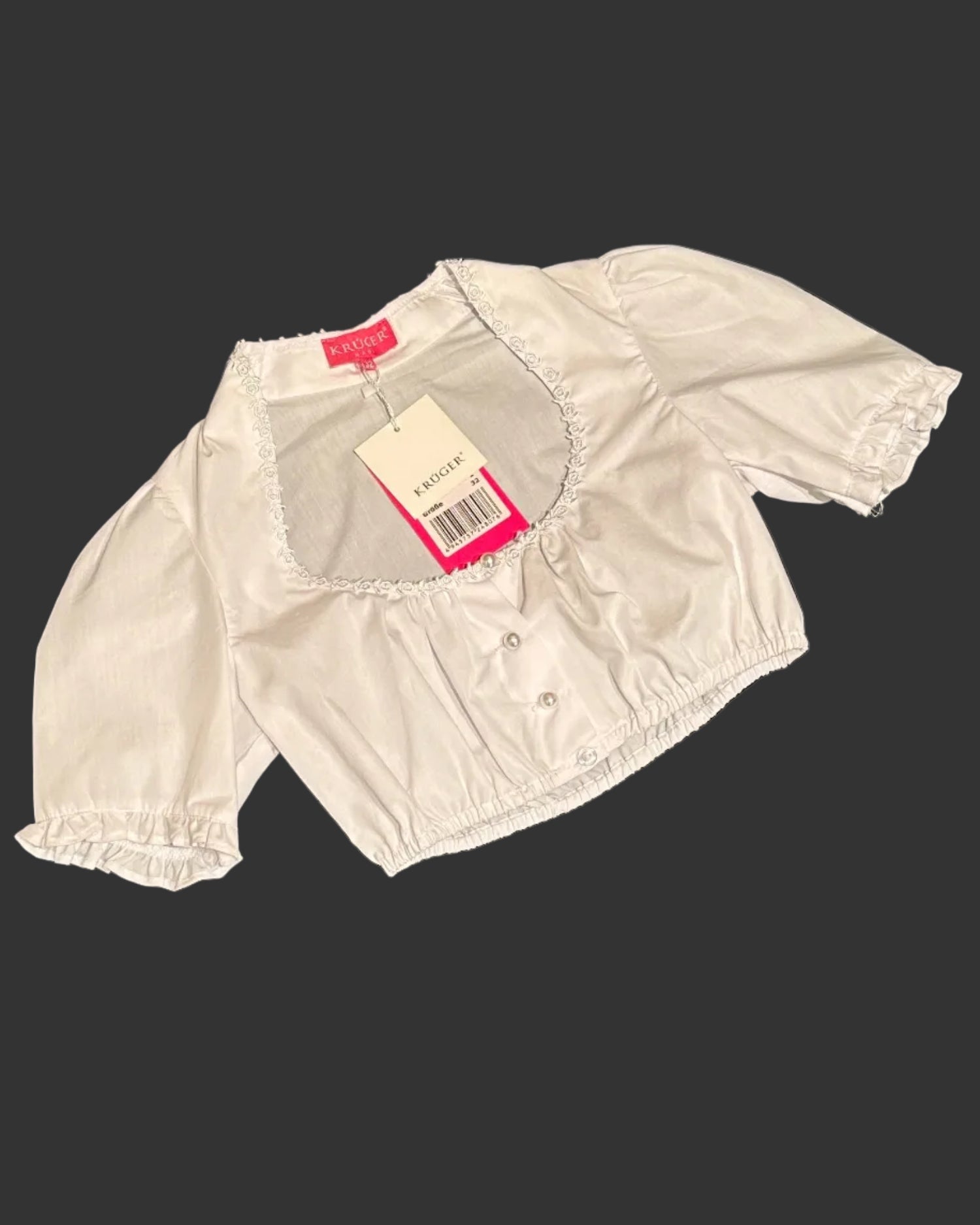 Dirndlbluse Krüger Madl Stehkragen Little Flower weiß