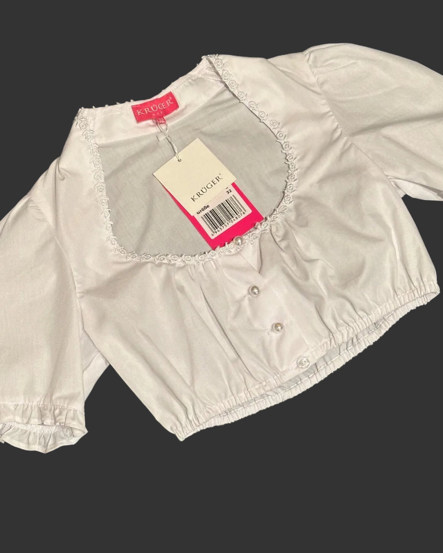 Dirndlbluse Krüger Madl Stehkragen Little Flower weiß