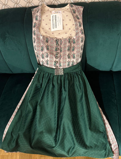 Dirndl Goldstich Blumen rosa/grün 64cm