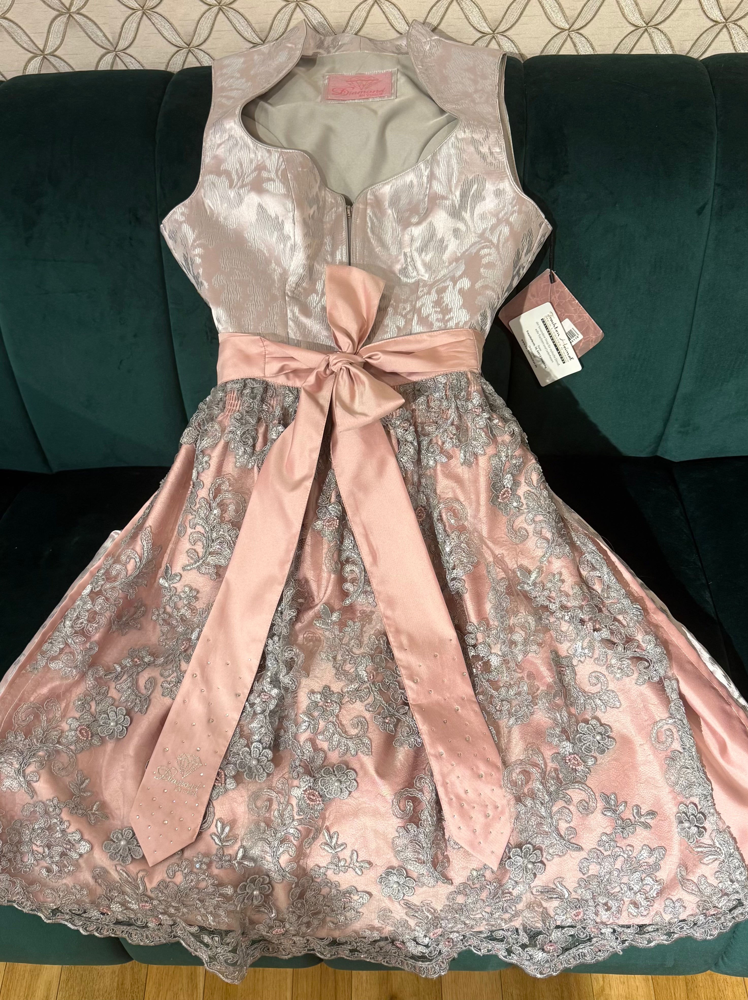 Dirndl Stockerpoint Diamond en Vouge silber/rose 65cm