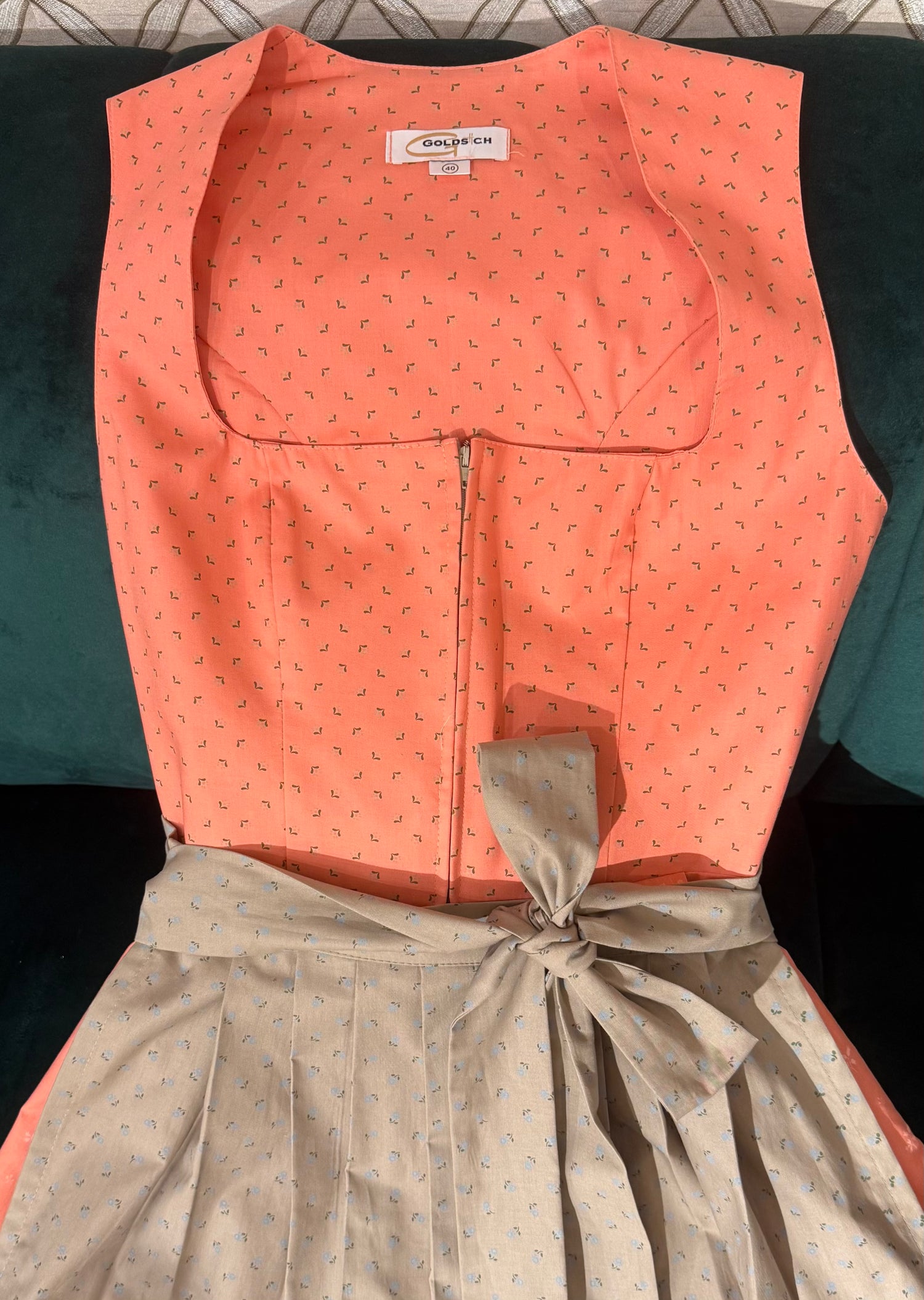 Baumwolldirndl Goldstich lachs/beige 70cm