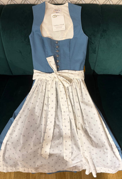 Baumwolldirndl Goldstich blau/weiß 65cm