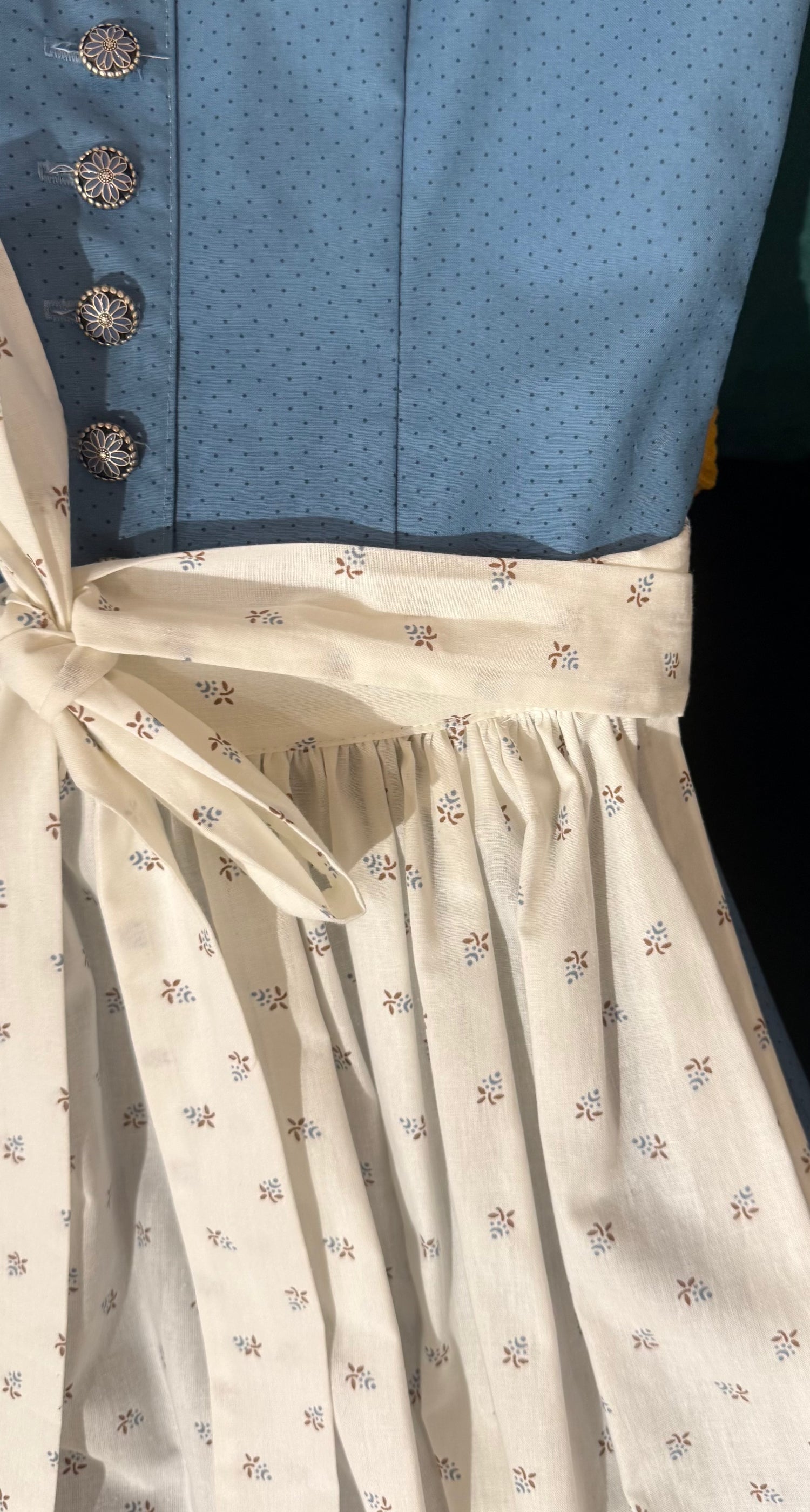 Baumwolldirndl Goldstich blau/weiß 65cm