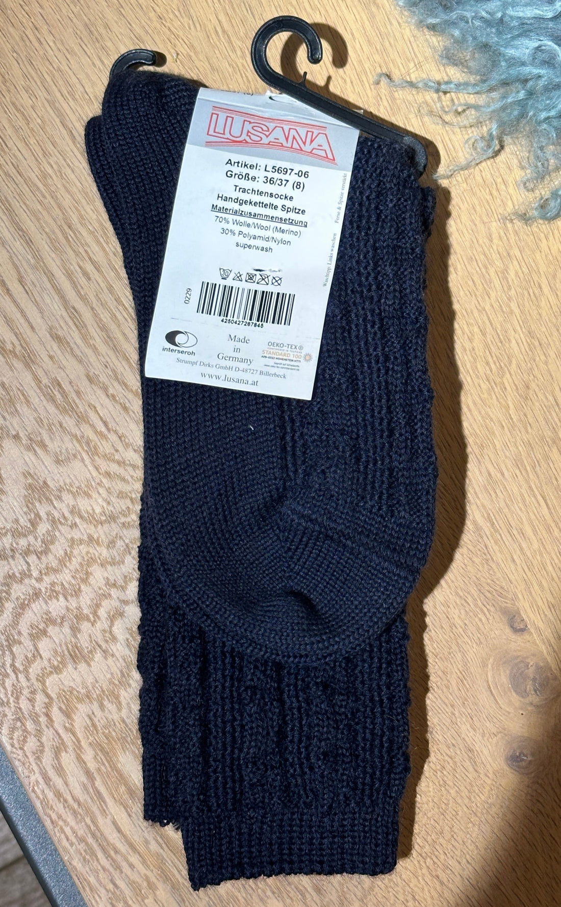 Lusana Trachten Schopper Socken marine - dunkelblau