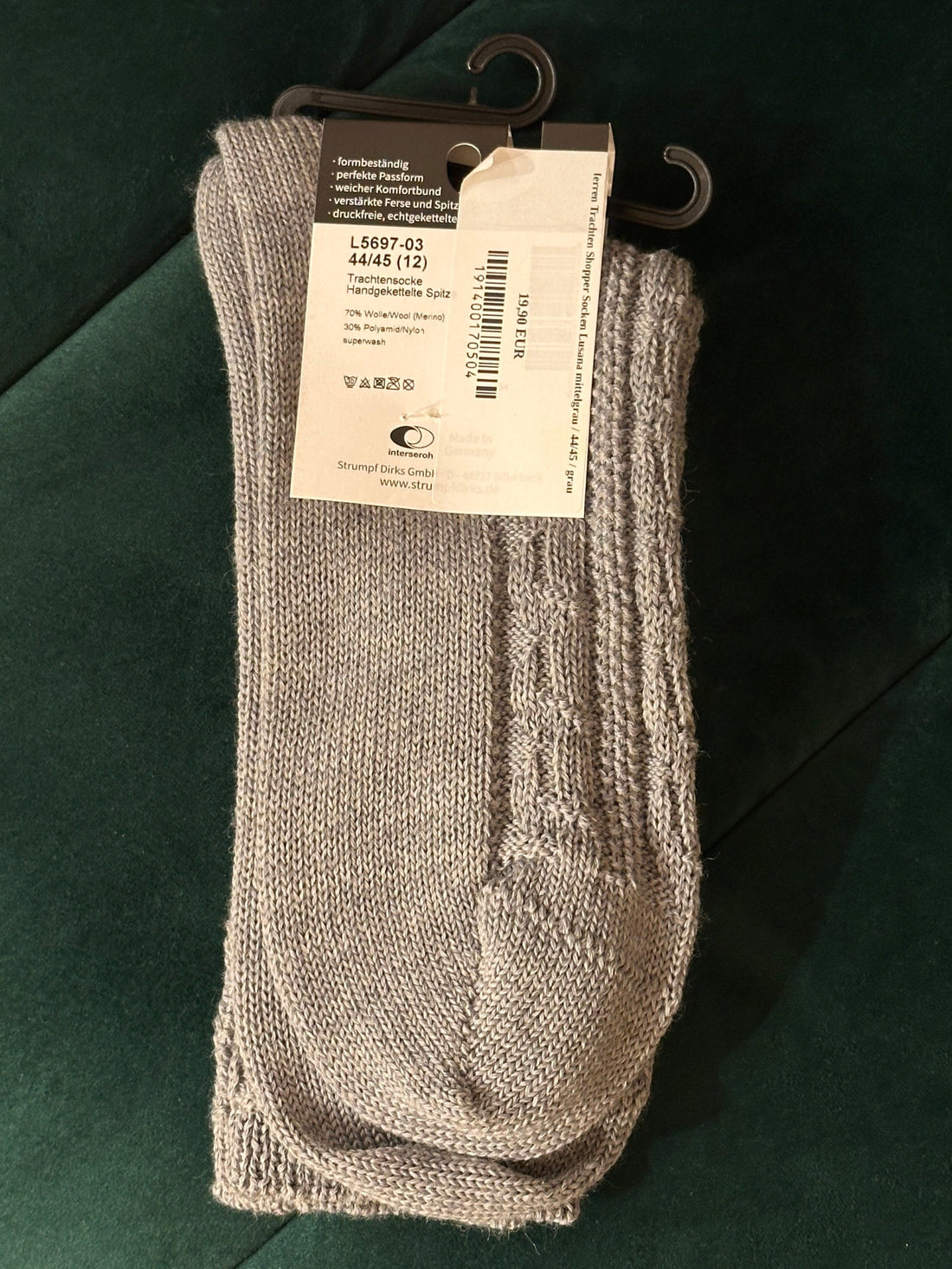 Lusana Trachten Schopper Socken mittelgrau