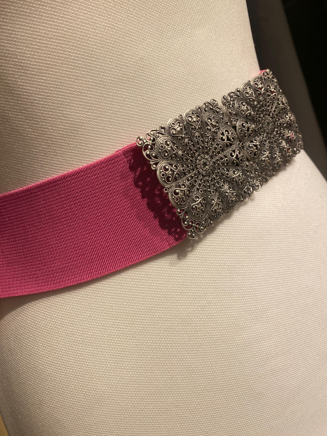Trachtengürtel Stretch Goldstich pink/silber