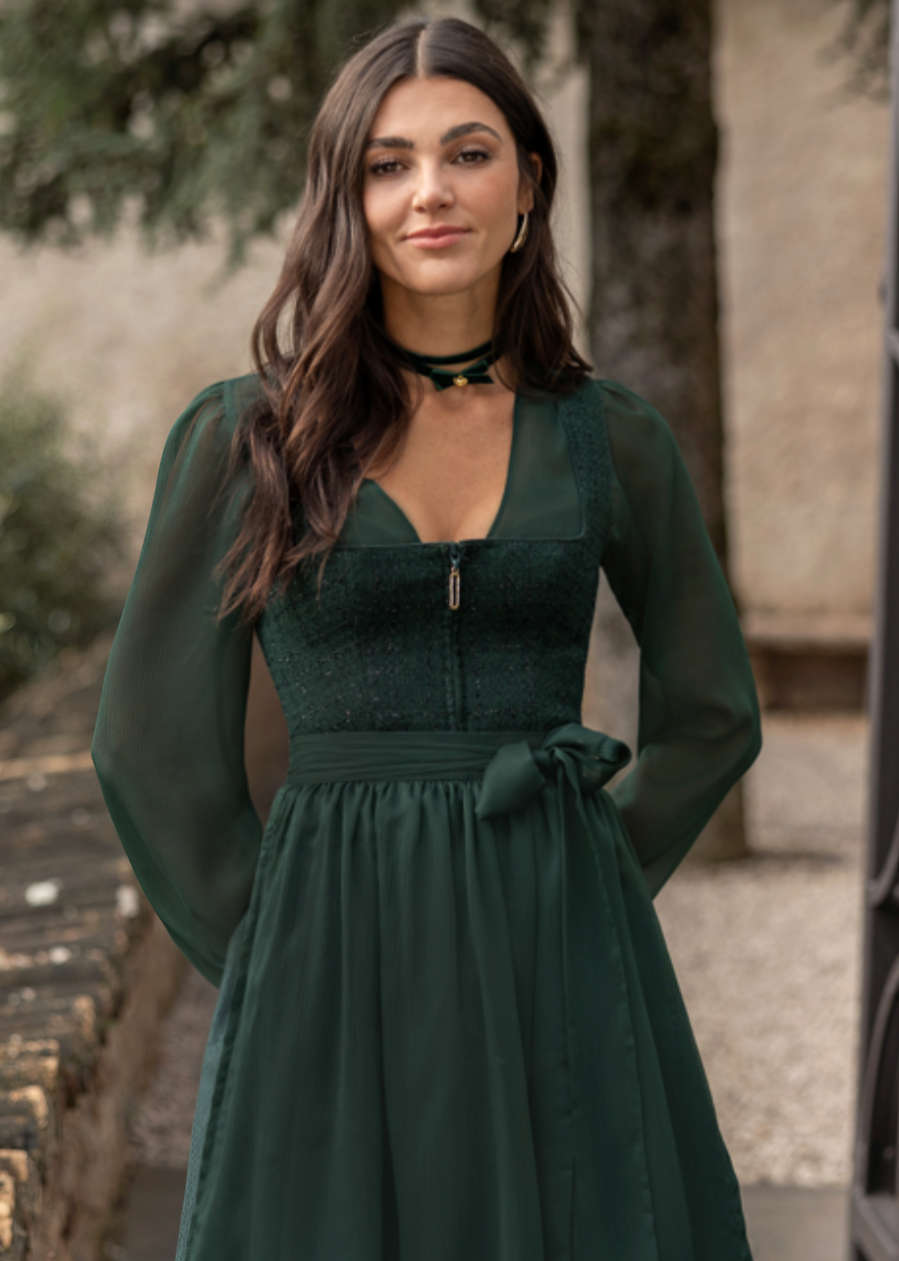 Dirndlbluse Marjo Salching flaschengrün